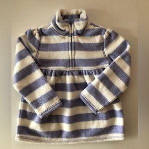 OLD NAVY Girls Fleece Dress Size 3T Stripe Lilac & Cream Front Zip